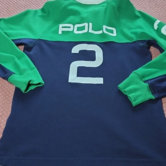 Polo by Ralph Lauren Kids Green and Navy Long Sleeve Shirt - Picture 9 of 10